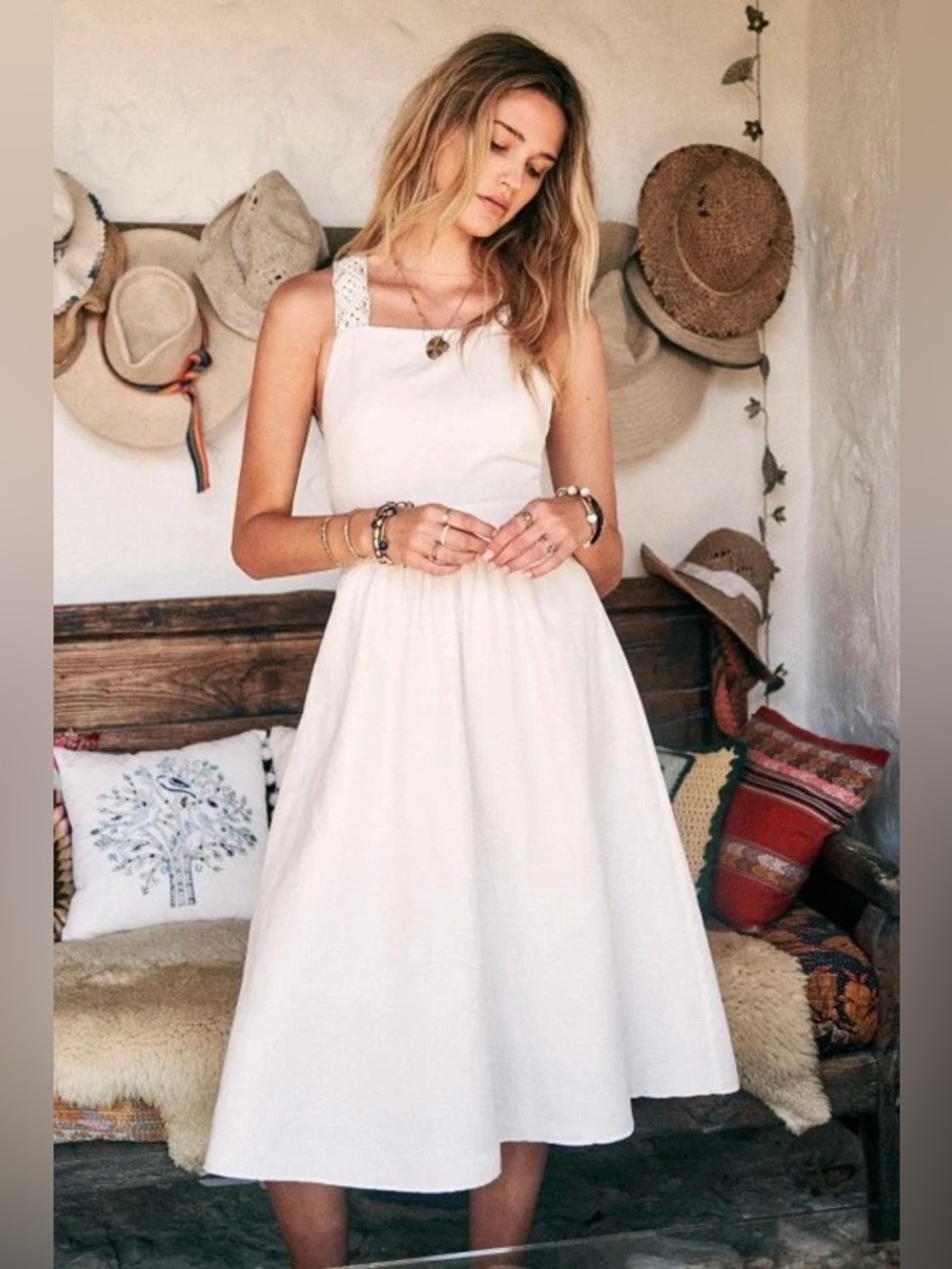 Sézane Cream Maxi Dress with Braided Straps